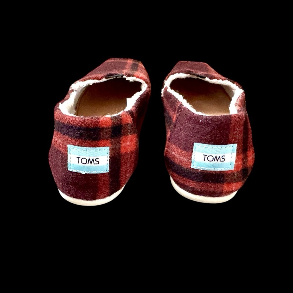 TOMS Burgundy Plaid Fleece-Lined Slip-Ons - Picture 6 of 8